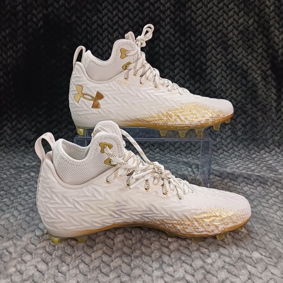 Under Armour Spotlight Clone 3.0 MC Football Cleats White Gold Size 8 Mens‎
